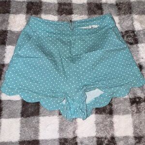 blue and white polka dot shorts